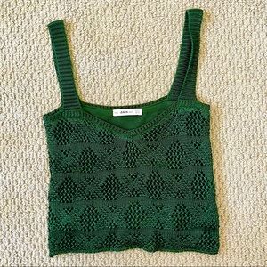 Zara bottle green knit cropped tank SZ M